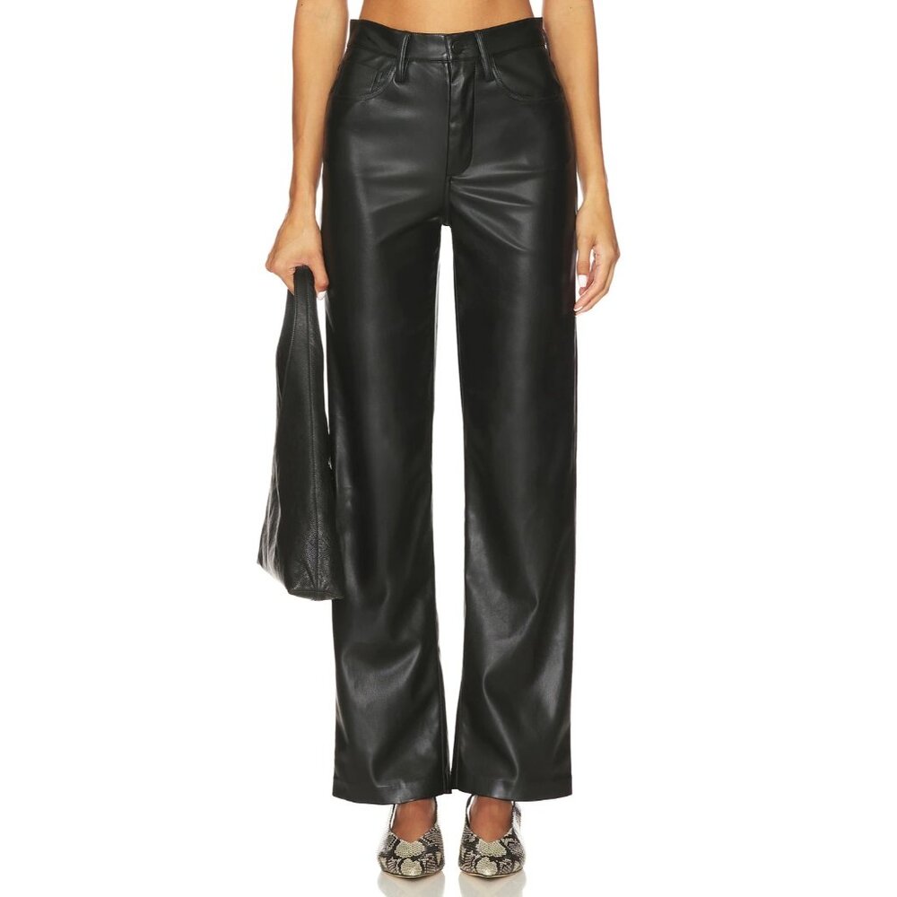 Joe's Jeans Margot Vegan Leather in Black 31 New Womens Vegan Faux Leather Trous